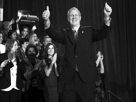 Bruce Rauner celebrates his election as governor of Illinois on election night Wednesday, Nov. 5, 2014 at the Hilton Chicago. (Brian Cassella, Chicago Tribune/MCT)