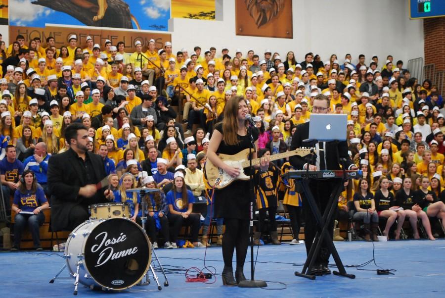 Dunne performs at the All-School Assembly on Feb.6. 