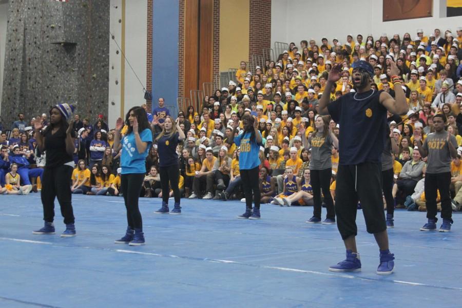 The+steppers+at+the+2015+All-School+Assembly.+