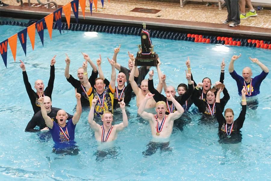 The team celebrates the schools first ever state championship.