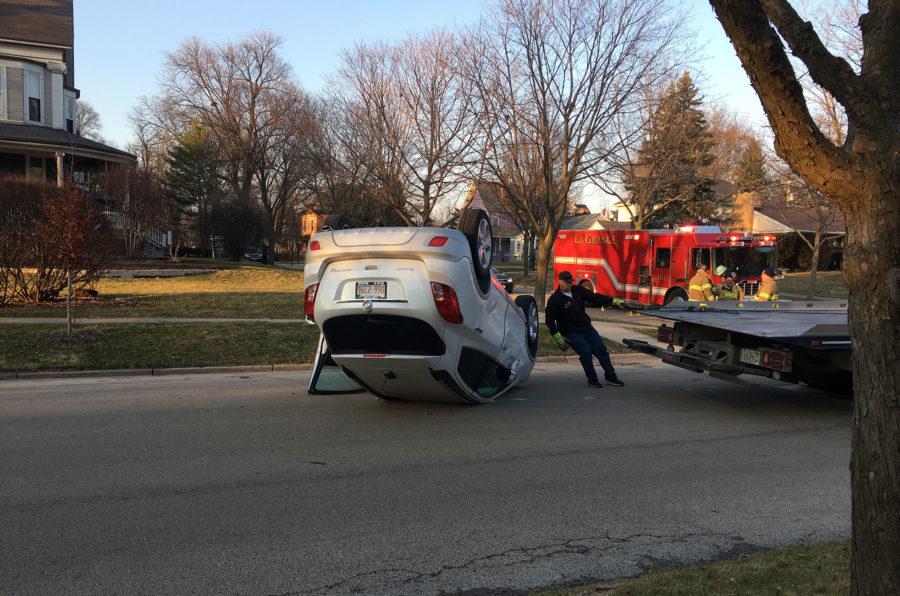 S.U.V. flipped in crash on 7th and Elm