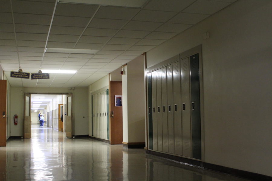 NC hallway during the power outage Feb. 20. The ability to use computers, access the internet, print and light the building were partially stymied by the power problems.