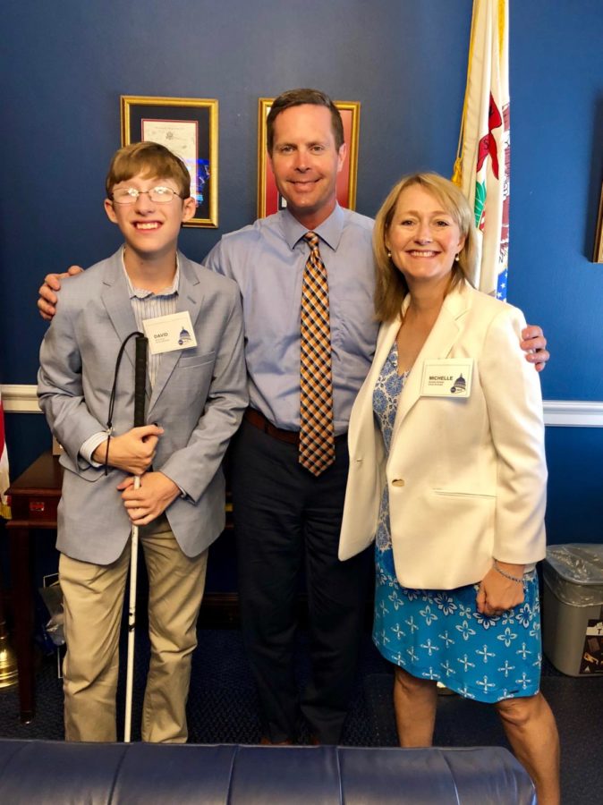 David Kopp 20 poses with Congressman Rodney Davis (R-IL) and mother Michelle Kopp in Washington D.C. (Photo courtesy of David Kopp).