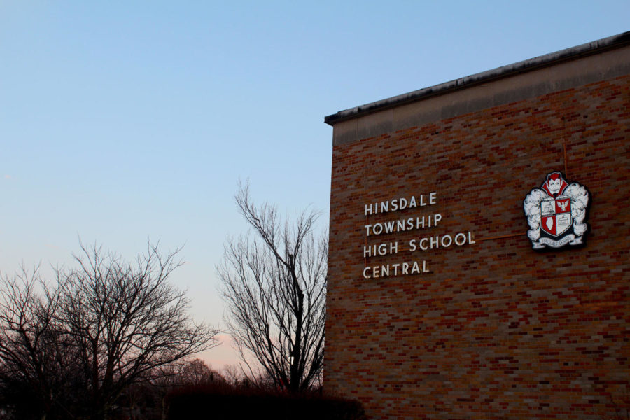 The facade of Hinsdale Central High School. The school, along with the other school in the Hinsdale high school district—Hinsdale South—may have to make cuts to athletic and extracurricular programs if a referendum isnt passed in April. (Voytovich/LION)