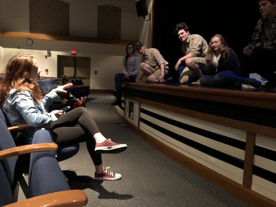 Ellie Burke 19 gives her actors notes after a run as they rehearse for 
 the Mavros festival (Schmitt/LION).