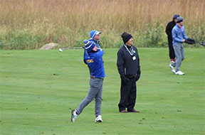 Max Rockrohr  ‘20 takes a swing at the 2018 3A state tournament (photo courtesy of Max Rockrohr).