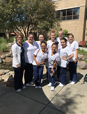 Julia Zylstra ‘20, pictured second to left, with classmates in the CNA program at COD (photo courtesy of Julia Zylstra).