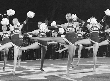 Poms preform halftime show at first home football game of season on Sept. 6 on Bennett Field (Kahn/LION). 