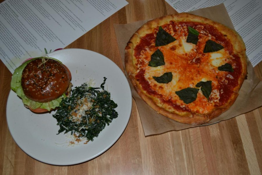 Margarita pizza and turkey burger from True Food Kitchen (Sullivan/LION). 