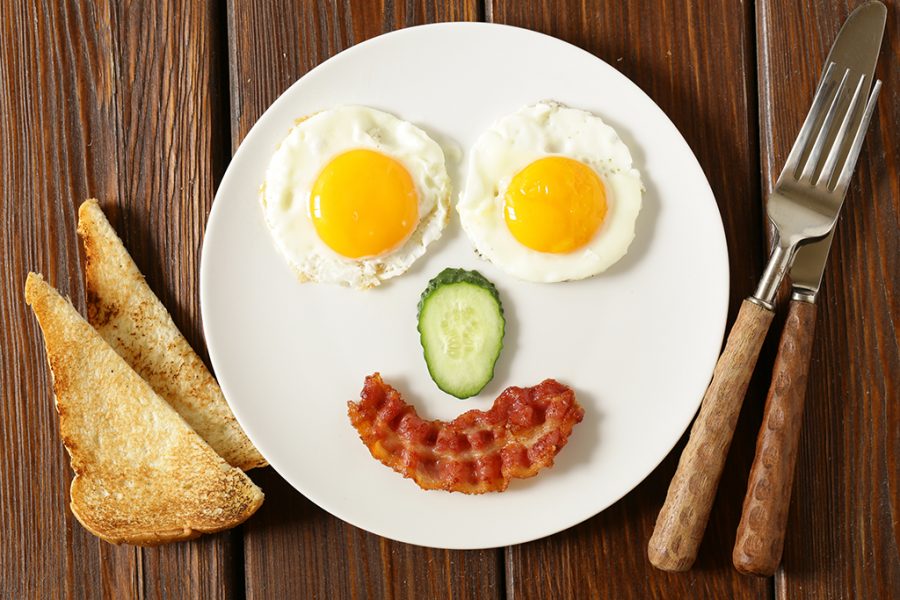 Breakfast made into a smiley face (courtesy of Health Beat).