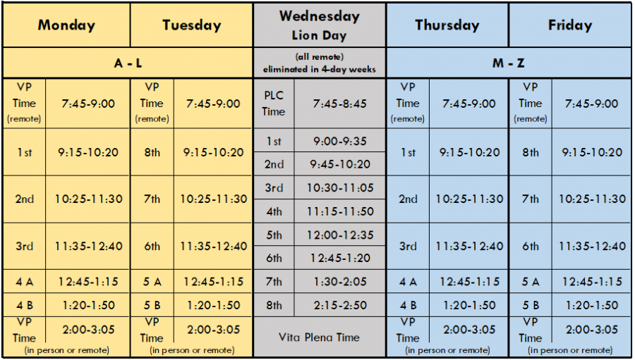 LT hybrid weekly schedule