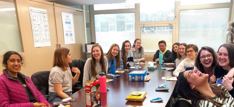 Menagerie members meet after school to prepare working on designs (photo courtesy of Maffey).