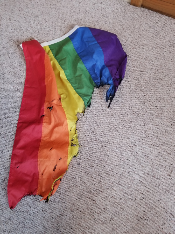 Photo of damaged Pride Flag (photo courtesy of FCCLG Office Administrator)