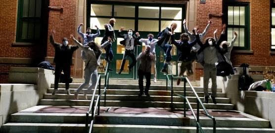 Debate Team poses in front of North Campus after Friday competition (photo courtesy of Mahoney)