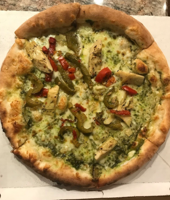 Artichoke pesto with grilled peppers pizza
(photo by Brooke Chomko/LION)