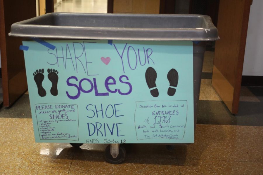 Shoe collection bin that was by the NC entrance (Cross/LION). 