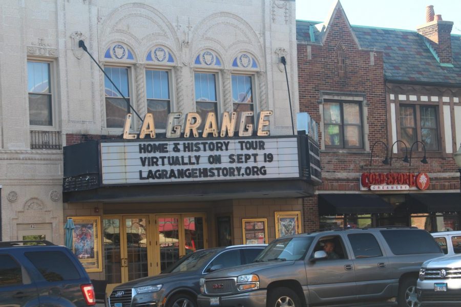 Exterior of the La Grange Theatre (located on La grange Road) featuring various media items in mid-October of this year (Mardegan/LION). 