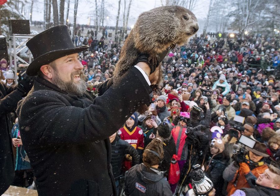 Punxsutany+Phil+and+the+rest+of+Pittsburgh+celebrate+on+Groundhog+Day+2022+%28photo+courtesy+of+the+Pittsburgh+Post-Gazette%29.+