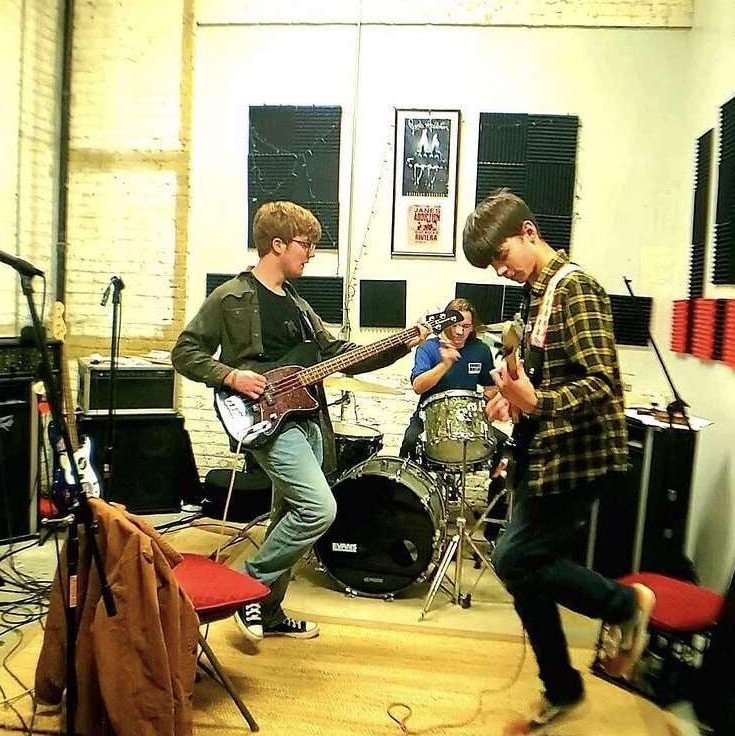 Paraluma practices with ex-band member Jake Gripp 23 (left) in their rented studio located in Chicago (photo courtesy of Beyer).