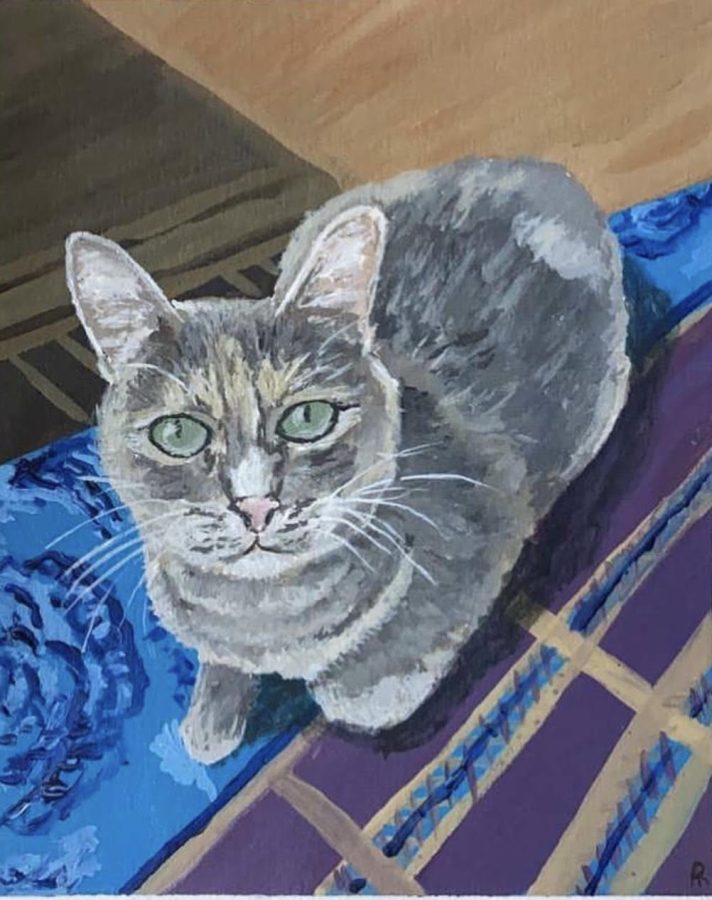 Commissioned painting of a cat that Aimee Rounds 22 created for a family friend (photo courtesy of Rounds).