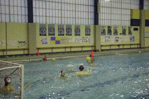 Water polo players practice ball handling and shooting skills on April 20 (Simek/LION).