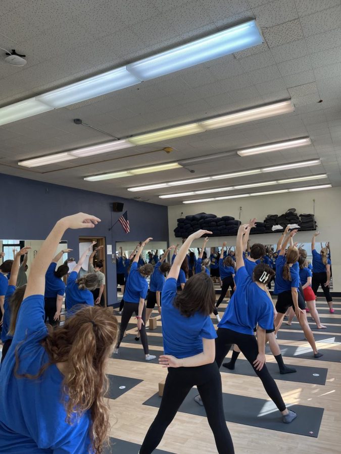 LT Yoga students run through various poses during their third period class on Thursday, Sept. 15th. (Cummings/LION).
