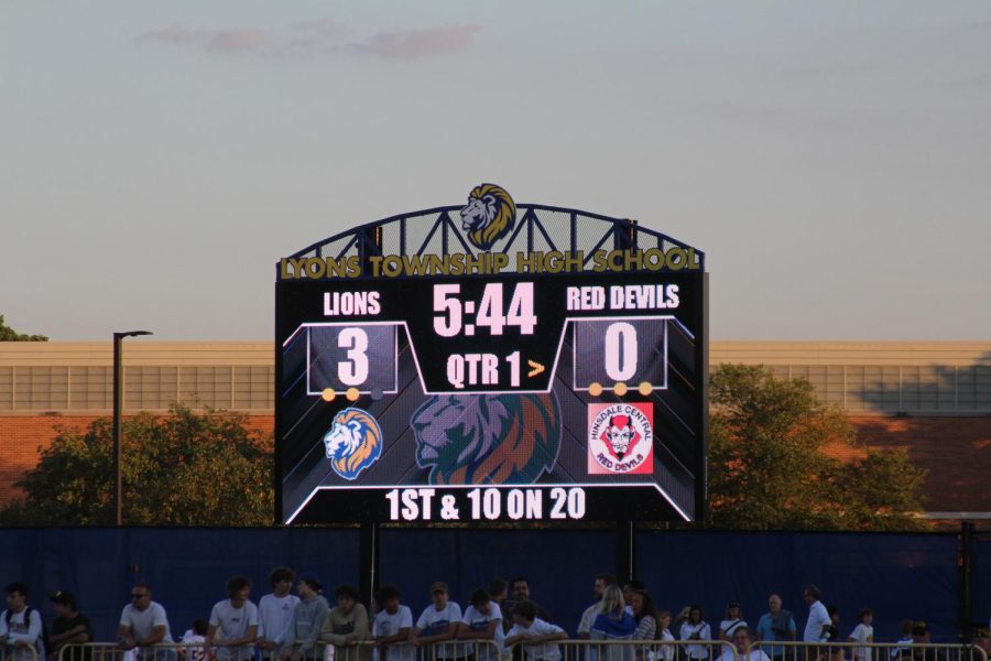 Scoreboard displayed on SC Bennett Field (Barbera/LION).