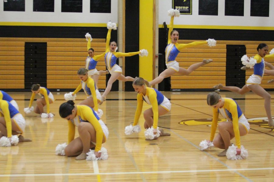 Varsity Poms dances in West Suburban (Silver) Conference at Hinsdale South High School on Jan. 16 (Cummings/LION)