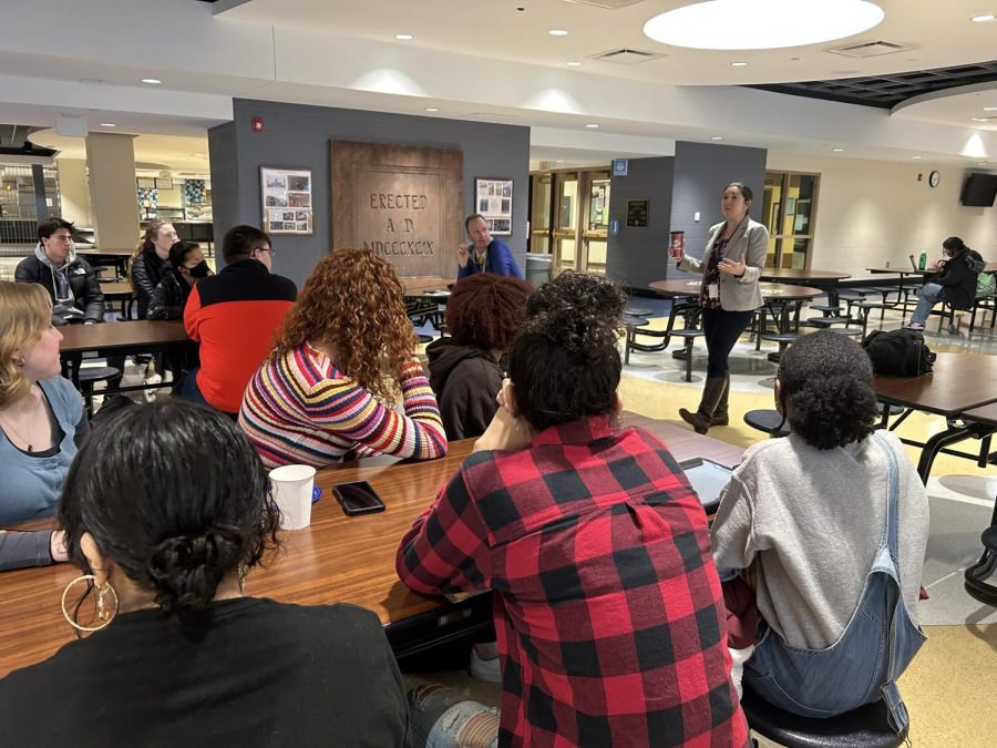  Dr. Tyrell engaging with student leaders at the Activity Leaders Breakfast on Jan. 25 (Lazich/LION)
