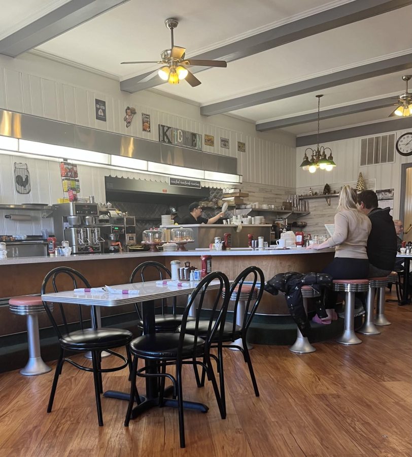 Interior dining room of La Grange Breakfast Cafe located on 24 W Burlington Ave, La Grange, IL (Anderson/LION).