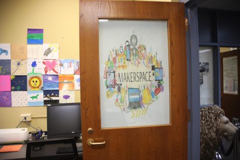 NC library opens up Makerspace, decorates wall with small drawings created by student body at leisure (Moran/LION).
