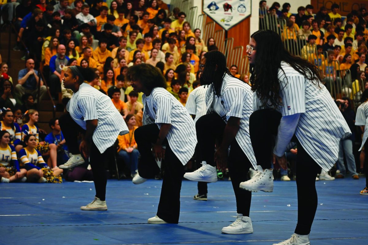  Steppers perform for students and teachers at All-school Assembly on Feb. 9 (Klos/LION). 