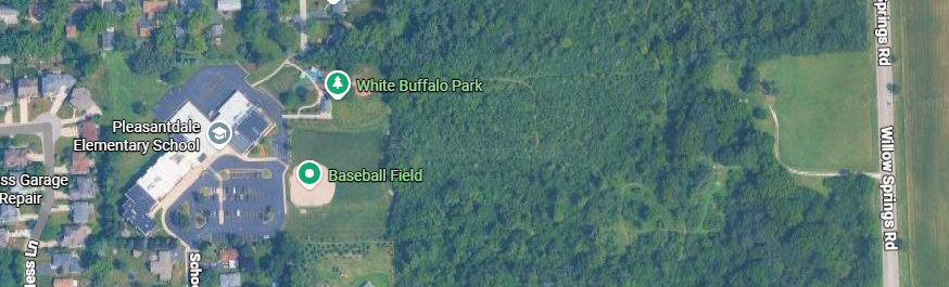 An image of the lot for sale next to Pleasantdale School (Google Maps).